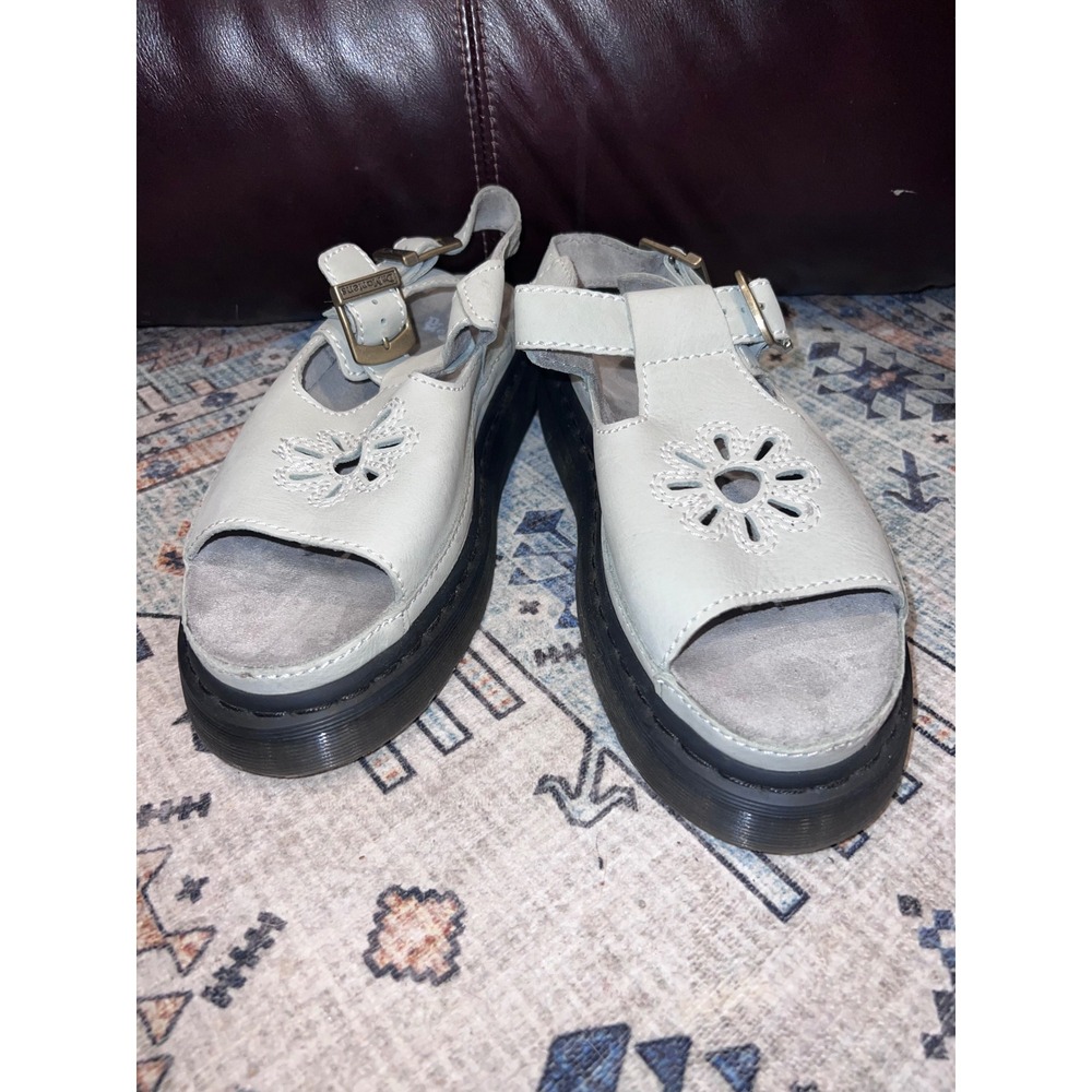 Ladies Dr. Martens Dunnet Flower Sage Green Buttersoft Nubuck Leather Sandal 10
